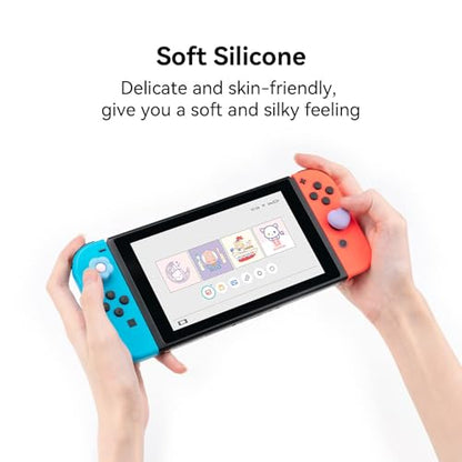 GeekShare Silicone Joy Con Thumb Grip Caps, Joystick Cover Compatible with Switch/OLED/Switch Lite,4PCS - Heart & Flower (Blue&Purple) - color: Heart & Flower Purple