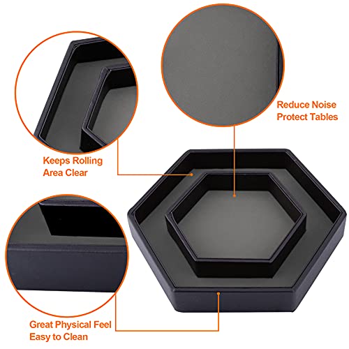 SIQUK Dice Tray with Lid Hexagon Dice Rolling Tray Dice Holder for Dice Games Like RPG, DND and Other Table Games, Gray - color: Gray