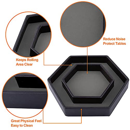 SIQUK Dice Tray with Lid Hexagon Dice Rolling Tray Dice Holder for Dice Games Like RPG, DND and Other Table Games, Gray - color: Gray