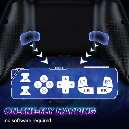 Xexvyrin Wireless Controller for PC， Turbo, Gyro Axis, Dual Vibration(RGB BLACK) (pitch black) - color: Pitch Black