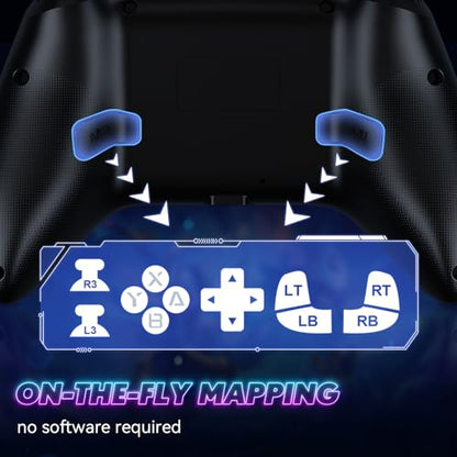 Xexvyrin Wireless Controller for PC， Turbo, Gyro Axis, Dual Vibration(RGB BLACK) (pitch black) - color: Pitch Black