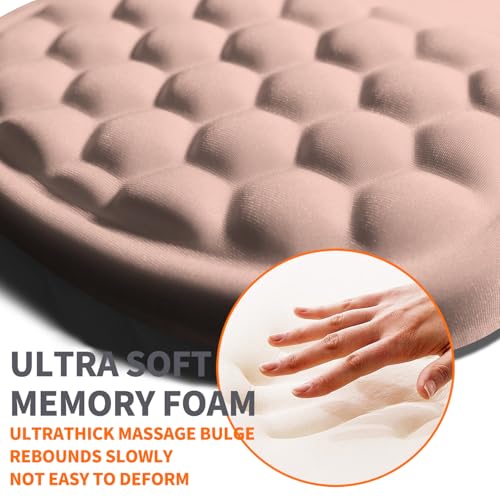 Ergonomic Joint Wrist Support Mouse Pad with Memory Foam Cushion Massage Bump, Carpal Tunnel Pain Relief Mousepad Slope Design for Wrist Rest, 11.8x7.9 in, Rose Pink - color: Rose Pink