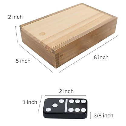 WE Games Double 6 Black Dominoes Set in Wooden Storage Case with Sliding Lid, Travel-Sized Domino Game for Adults