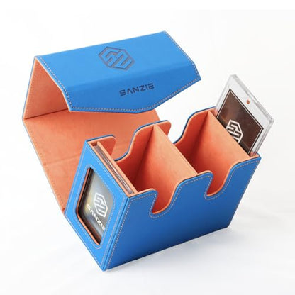 SANZIE Card Deck Box for MTG Commander Deck Box with 2 Toploaders (Blue) | Card Storage Box with Commander Display, Fits 240+ Single Sleeved Trading Cards, PTCG TCG Deck Box for Trading Cards - color: Blue