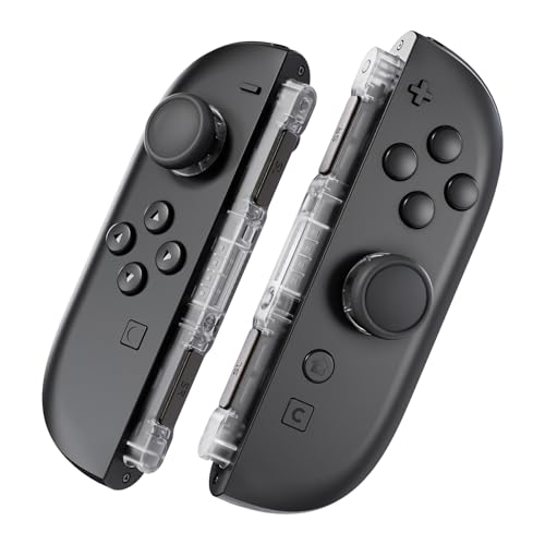 eXtremeRate Replacement 3D Joystick & Thumb Grips & Side Rail Shell Buttons for Nintendo Switch 2 JoyCon, Console Rail Stickers Controller Left Right Analog Stick Thumbsticks Caps for Switch 2 - Clear - color: Clear