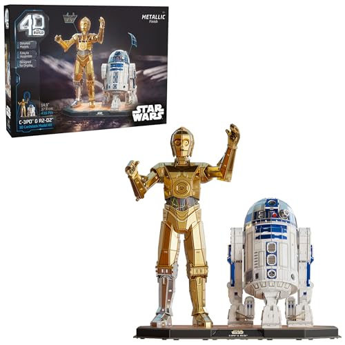 4D Build Star Wars C-3PO & R2-D2 Droid 3D Puzzle Model Kit, Room Display | 416 Premium Cardstock Pieces, No Tools Required, Immersive 3D Building Hobby, Ultimate Collectible Fan Gift For Ages 12+ - style: C-3PO & R2-D2 416 pcs