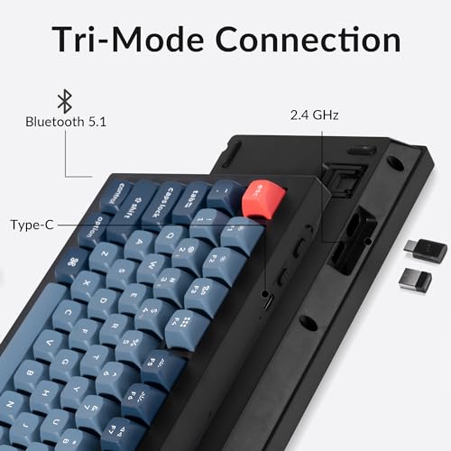 Keychron V3 Max TKL Wireless Mechanical Keyboard, QMK/VIA RGB Bluetooth/2.4 GHz/Wired, 87 Keys Hot-Swappable with Gateron Brown Switch, Compatible with Mac Windows Linux - color: Brown Switch