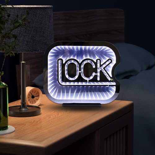Lock Infinity Mirror Tunnel Light Neon Signs for Wall Decor,Dimmable Game Neon Light for Gamer,Usb Powered Gaming Lights for Man Cave Bedroom Game Room Bar Birthday Gifts(9.8 * 11.8 In)