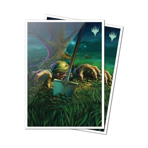 Ultra PRO - MTG Duskmourn 105ct Apex Deck Protector Sleeves Artwork of Exhume, 105 Standard Size Card Sleeves for Magic: The Gathering, Gloss Clear Front, Textured Print, Durable Card Protector - color: Exhume Apex Sleeves
