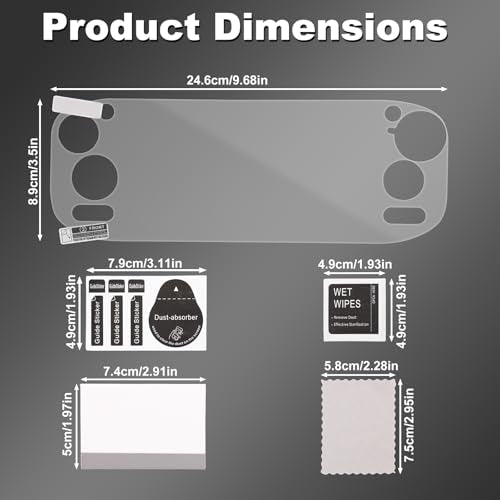3 Sets Screen Protector for Handheld Game Console, PET Transparent Screen Protector Cover Accessories Includes Cleaning Cloth Scrapers Dust-Free Stickers & Alcohol Packets for AYN Odin 2 Portal