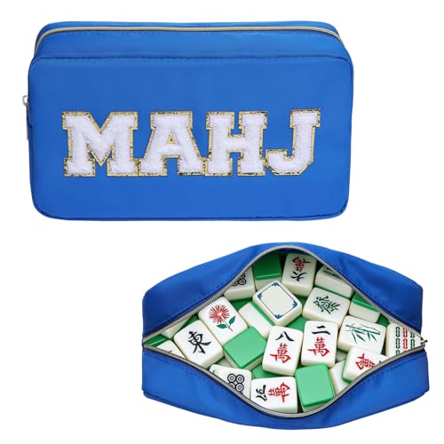 Mahjong Tile Bag Mahjong Bag with Zipper Travel Mahjong Carrying Case Storage Pouch Gifts for Mahjong Lovers Accessories - color: Royal-mahj