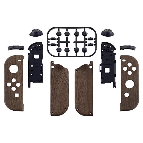 eXtremeRate DIY Replacement Shell Buttons for Nintendo Switch & Switch OLED, Wood Grain Soft Touch Custom Housing Case with Full Set Button for Joycon Handheld Controller - Console Shell NOT Included - color: Wood Grain