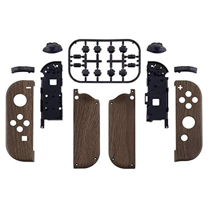 eXtremeRate DIY Replacement Shell Buttons for Nintendo Switch & Switch OLED, Wood Grain Soft Touch Custom Housing Case with Full Set Button for Joycon Handheld Controller - Console Shell NOT Included - color: Wood Grain