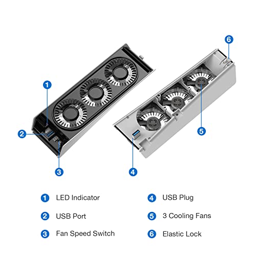 JUSPRO Cooling Fan for PS5 Accessories, Upgraded Quiet Cooler Fan with LED Light for PlayStation 5 Console/PlayStation 5 Digital Edition & Ultra HD Game Console - color: PS5 fan