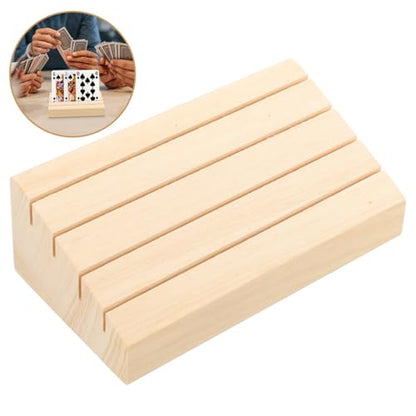 ABOOFAN Wooden Playing Card Holder Rack Slot Gaming Card Stand for Easy Organization and Visibility for Bridge Pinochle