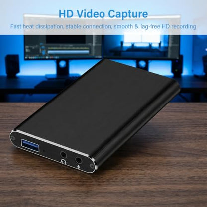 4K Ultra HD Video Capture Card, 1080P 60FPS USB 3.0 Game Recorder for Streaming, Gaming & Video Meetings, Plug & Play, Ultra-Low Latency