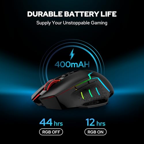 Redragon M690 MAX Wireless RGB Gaming Mouse 12800 DPI Remapping Keys | Cable-Free 0 Delay, Redefine Keybinding Macro, Vibing Backlight, Ergonomic Grip Body Comfort - style: M690 MAX
