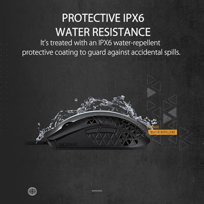 ASUS TUF M4 Air Wired Gaming Mouse - P307, Durable and Ultralight Design | 16,000 dpi Optical Sensor, Six Tactile programmable Buttons, IPX6 Water Resistance, Black Color - style: Wired