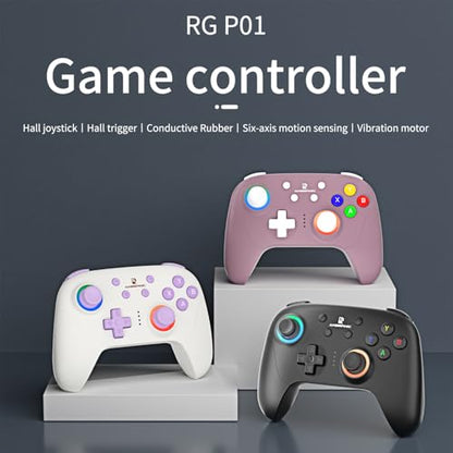 RG P01 Wireless Gaming Controller Compatible with Switch Game Controllers RG P01 2.5G Controller Gamepad for Bluetooth/PC/Steam/iOS/Android/Switch Hall Effect RGB Lights [android,ios,nintendo_switch,windows]