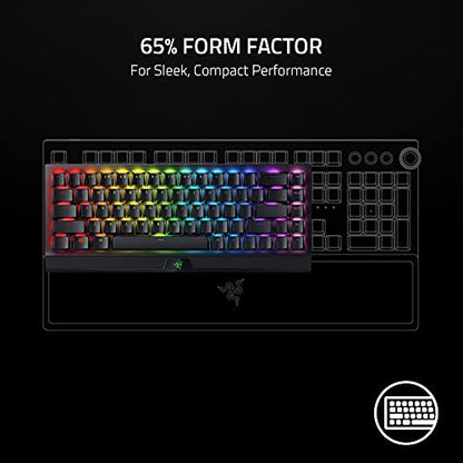 Razer BlackWidow V3 Mini Wireless Mechanical Gaming Keyboard, Yellow Switch | Linear & Silent, Phantom Pudding Keycaps, Snap Tap, 200 Hr Battery - color: Yellow Switches - Linear & Silent, size: BlackWidow V3 Mini - Phantom Edition, style: Keyboard