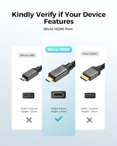 Silkland 8K Micro HDMI to HDMI Cable 6.6FT, 48Gbps Micro HDMI 2.1 Adapter | 8K@60Hz, 4K@240Hz/120Hz/60Hz, HDR, Compatible with GoPro Hero, Camera, Raspberry Pi 5 4, Samsung G8, G9, Video Capture Card - size: 6.6 Feet