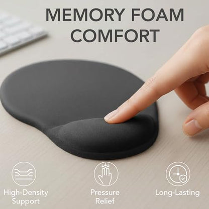 Mr. Pen- Ergonomic Mouse Pad with Wrist Rest | Breathable Fabric with Memory Foam Cushion, Non-Slip Rubber Base, Gel Mouse Pad with Wrist Support - color: Black