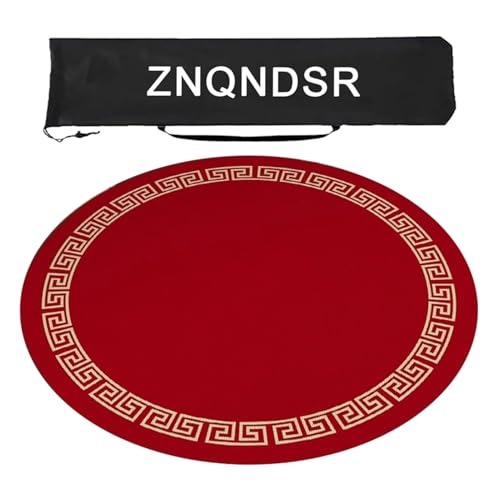 Round Mahjong Mat for Mahjong Poker Card Games, Mahjong Matching Game, Mahjong Table Mat with Storage Bag(Red,100cm/39in) - color: Red, size: 100cm/39in