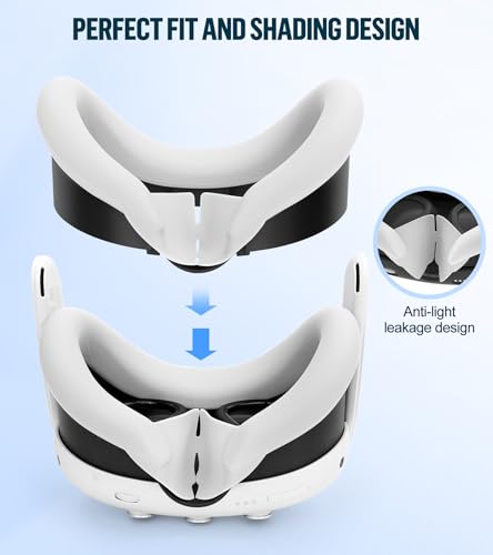 Silicone Cover Set Compatible with Meta Oculus/Quest 3, VR Accessories Protective Cover Includes Controller Grips, Front Shell Headset Cover and Face Cover, Not Fit Quest 3S (White) - color: White