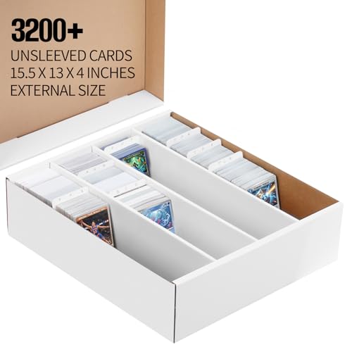 2/4 Pack Cardboard Card Storage Box, Bulk Card Storage Box Cardboard | 4 Row 3200 Count Trading Card Storage Box, Bulk Trading Card Organizer Box for Sports Baseball TCG and Toploader Cards - size: 2-pack