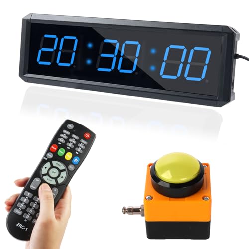 Fitness Timer with Stopwatch Button, Suitable for School/exam/Home Exercise/Gym/Gym SMAHEAT Electronic Fitness Timer (1.5 inch six-bit All-Blue) - color: 1.5 Inch Six-bit All-blue