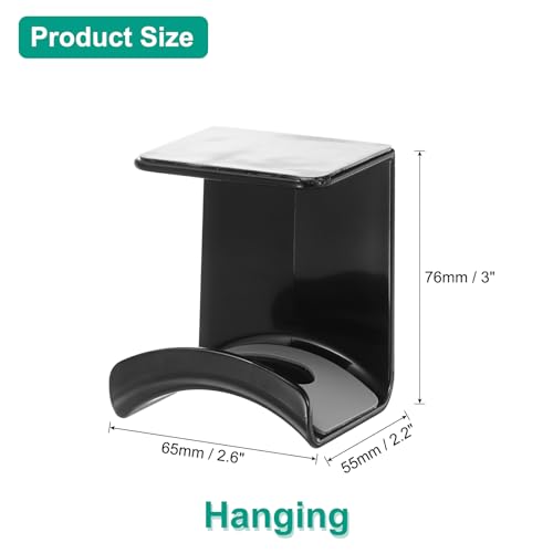 uxcell Headphone Stand, 1 Pcs ABS Headset Holder Adhesive Headphone Holder Hook Mount Headphone Hanger Hook Under Desk for Gaming Headphones Earphones Cables, Black(Hanging) - color: Black