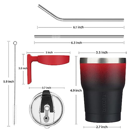 BJPKPK 10 oz Mini Tumbler with Lid, Straw & Handle, Insulated Steel Cup | Small, Spill Proof, Leak Proof, Thermal, Double Wall Vacuum, Sweatproof, Dishwasher Safe, BPA Free, Blood Moon - color: Blood Moon, size: 10 Ounces