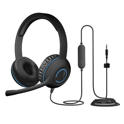 Cyber Acoustics AC-5002 Stereo Wired Headset with Microphone for PC – 3.5mm Computer Headset with Noise Cancelling Mic, Durable Headphones with Mic for Classroom, School, and Home Use - size: 1-Unit