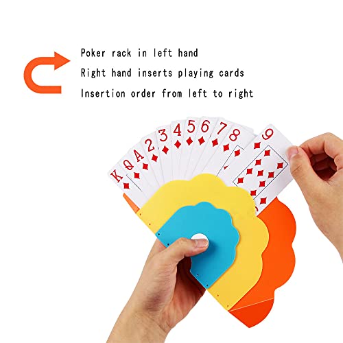 Hands-Free Card Holders for Kids: 4 PCS Portable Set Poker Parties | 20-30 cards | reusable BPA-free light plastic | hands-free kids/adults ideal travel/party/family nights | dual-slot fan view - size: Set of 4