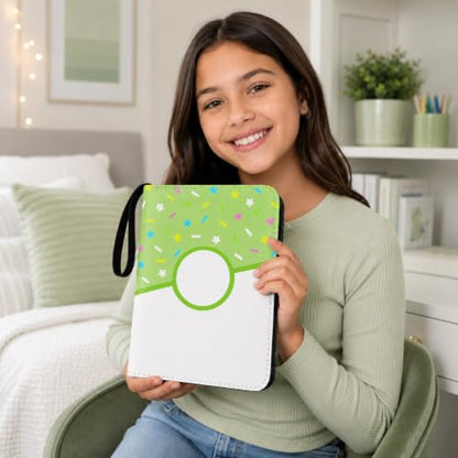4 Pocket Card Binder 400 Card Holder Album, Green Donut Trading Cards Holder Zipper Binder for Girl Teen Collection (Green Donut, 400 Pocket) - color: Green Donut, size: 400 Pocket