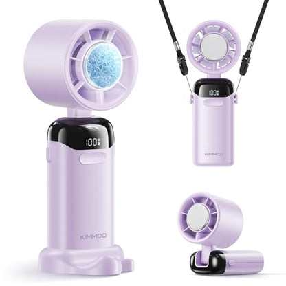 KIMMOO Handheld Portable Turbo Fan with Ice Cooler, Powerful 21000 RPM, Speed (1-199), Up to 14Hrs Cooling, Rechargeable Personal Fan, Small Pocket Hand Fans for Travel/Outdoor/Home/Office (Purple) - color: Purple