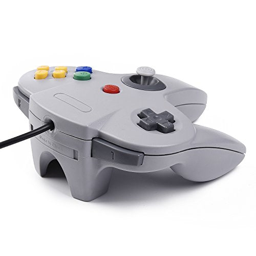 SAFFUN Classic N64 Controller, N64 Wired USB PC Game pad Joystick, N64 Bit USB Wired Game Stick Joy pad Controller for Windows PC MAC Linux Raspberry Pi 3 Sega Genesis Higan (Grey) - color: Wired Gray