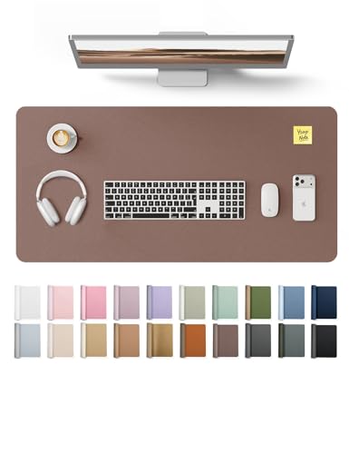 YSAGi Leather Desk Protector, Office Mat, Large Mouse Mat, Non-Slip PU Leather Blotter, Laptop Desk, Waterproof Writing Pad for Office and Home (Chocolate, 35.4" x 17") - color: Chocolate, size: 35.4" x 17"