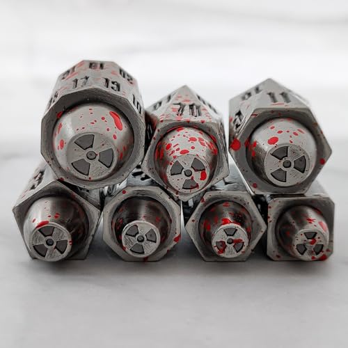 2025 Metal Polyhedral Bullet for DND Dice Set, 7Pcs Metallic D&D Dice with Gift Case for Dungeons and Dragon Game, RPG Role Playing Table Game Gifts (Bloodstain) - color: Bloodstain