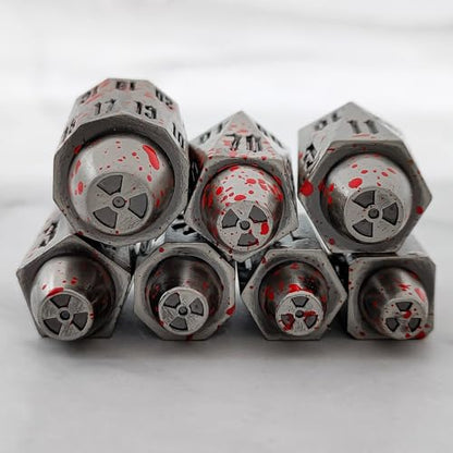 2025 Metal Polyhedral Bullet for DND Dice Set, 7Pcs Metallic D&D Dice with Gift Case for Dungeons and Dragon Game, RPG Role Playing Table Game Gifts (Bloodstain) - color: Bloodstain