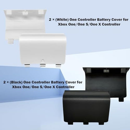 4 Pack One Controller Battery Cover for Xbox One, One S/One X Controller Battery Back Cover [NOT for Xbox Series X/S], Battery Back Shell Covers for Xbox One, One S, One X Controller(White/Black) - color: Black&White