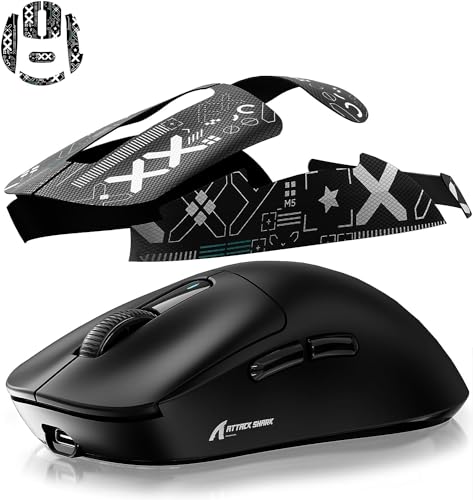 Mouse Anti Slip Grip Tape, Pre-Cut Universal Griptape for Superlight Wireless Gaming Mouse Skins, Sweat Resistant, Elastics Refined Side Grips, Easy to Apply, Ultra-thin 0.5mm (0.02in) - Black - color: Black & White