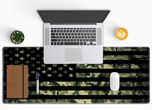 Large Mouse Pad, Desk Mat, Gaming Mouse Pad, XL Mouse Pad for Desk, Desk Pad for Keyboard Mice, Desk Matt for Desktop, Extended Long Mousepad Thin, 31.5 x 11.8 Inch American Flag with Camouflage - color: American Flag With Camouflage