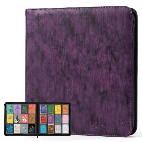 Card Binder 12 Pocket,Premium 720 Double Sided Pocket Collection Binder,Wear Resistant,Retro Vertical Grain PU,Side Loading Card Album for MTG,TCG,Yugioh,Game & Sports Cards,Purple - color: Purple, size: 12 Pocket 720