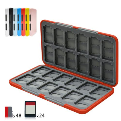 ONETIAOLONG Switch Game Case Holder for Switch 2 & OLED & Lite with 24 Cartridge Slots and 48 Micro SD Card Storage with Magnetic Closure,Protective Hard Shell and Soft Lining for Easy carrying - color: Red, style: 24-slots