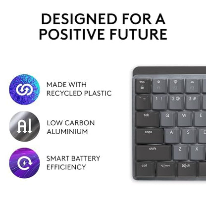 Logitech MX Mechanical Mini Wireless Illuminated Keyboard Tactile Quiet | Illuminated, backlit, Bluetooth, USB-C, macOS, Windows, Linux, iOS, Android - size: Compact, style: Tactile (quiet typing)