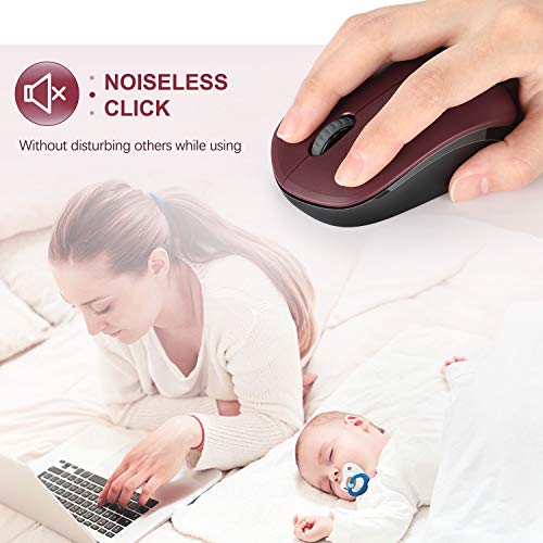 seenda Wireless Mouse for Laptop, 2.4G Noiseless Mouse with USB Receiver - Optical Tracking Portable Computer Mice for Chromebook, PC, Tablet, Windows System, 24 Months Battery Life - Red&Black - color: Red and Black