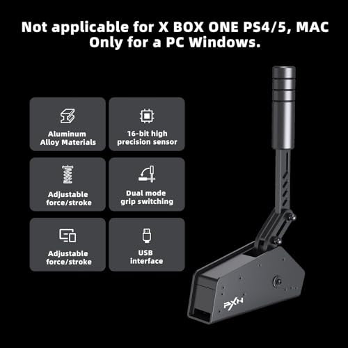 PXN HBS PC Handbrake,16Bit Hall Sensor Linear Sim Handbrake Racing Games Compatible V99 V10 V12 Logitech G25 G27 G29 G920 G923 /T500 T300 usb Handbrake （only for pc）