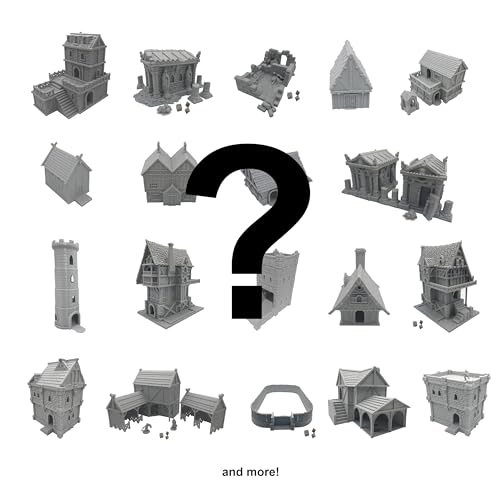 Hautico Tabletop Miniature Building Terrains Blind Box Compatible with Tabletop Wargaming RPG Sceneries, Decoration Dioramas, Made in USA