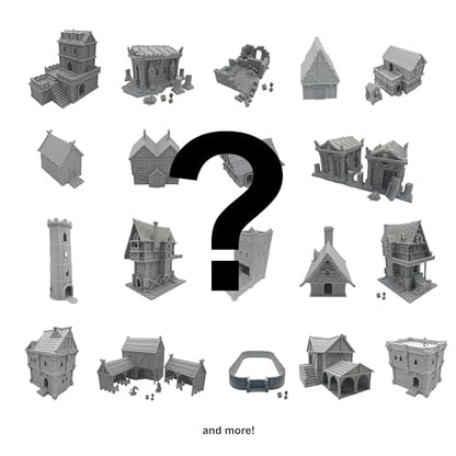 Hautico Tabletop Miniature Building Terrains Blind Box Compatible with Tabletop Wargaming RPG Sceneries, Decoration Dioramas, Made in USA